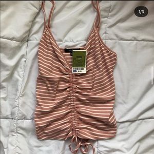 pink stripped tank top w/ scrunched tie